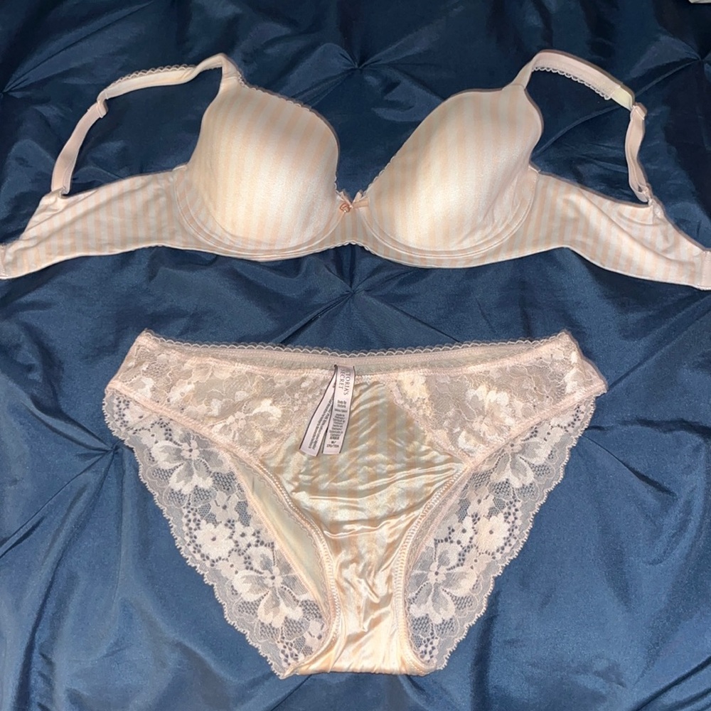 Pink stripe VS bra and panty set